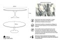 Owalny stół TULIP ELLIPSE MARBLE Arabescato - marmurowy blat