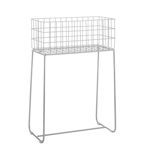 Srebrny metalowy koszyk do przechowywania