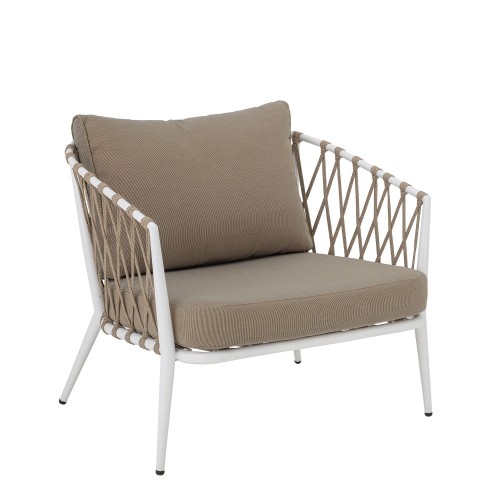 Fotel ogrodowy z oparciem z plecionej liny Cia