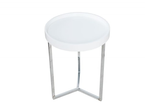 Stolik Modular z białym blatem podstawa chrom Invicta