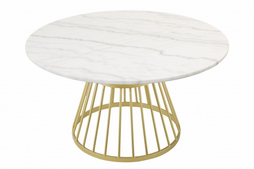 Okrągły stolik kawowy Round blat marmur złota podstawa