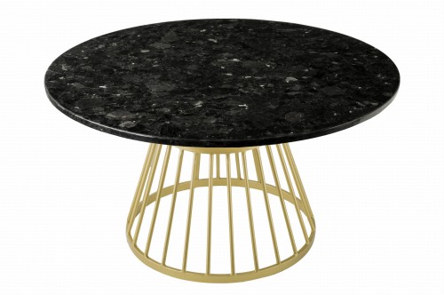 Okrągły stolik kawowy Round blat granit złota podstawa