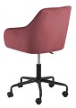 Aksamitny pikowany fotel biurowy Brooke bordowy