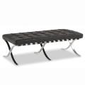 Ławka 142 cm czarna skóra naturalna pikowana Prestige