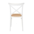 Białe krzesło z siedziskiem z plecionki wiedeńskiej Moreno