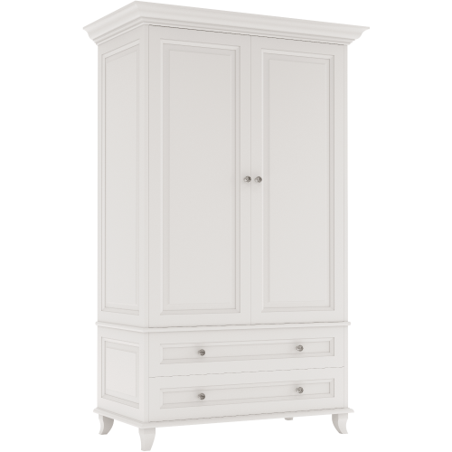 Szafa Charlotte z frezowaniami i 2 dolnymi szufladami  kolor kości słoniowej