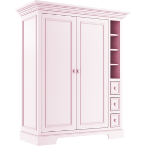 Szafa dwudrzwiowa Sofi uzupełniona szufladkami różowa
