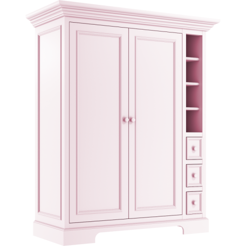 Szafa dwudrzwiowa Sofi uzupełniona szufladkami różowa