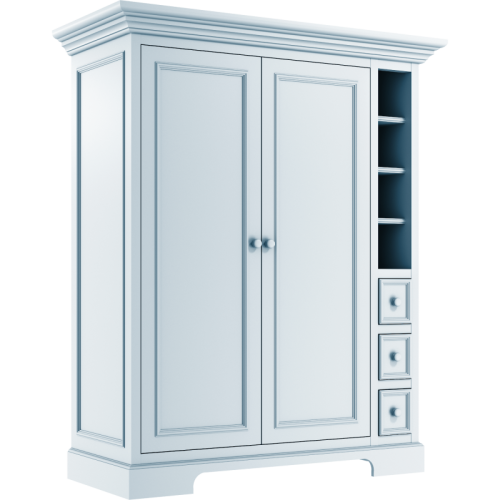 Szafa dwudrzwiowa Sofi uzupełniona szufladkami błękitna