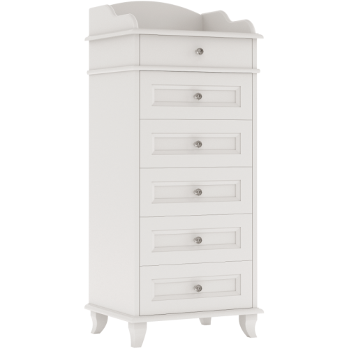 Wysoka komoda dziecięca Charlotte z szufladami w kolorze kości słoniowej