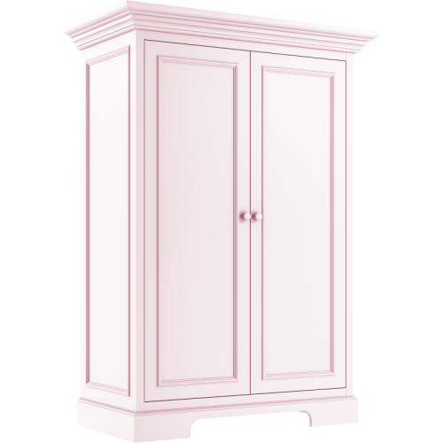 Różowa szafa dwudrzwiowa Sofi z eleganckim frezowaniem