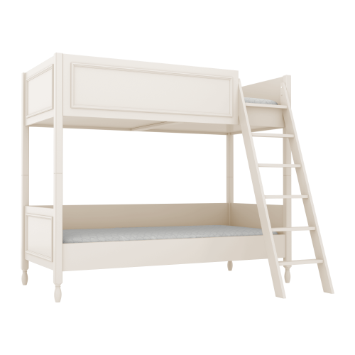 Eleganckie łóżko piętrowe Sofi w kolorze kości słoniowej