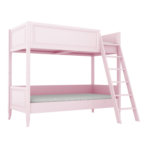 Łóżko piętrowe dekoracyjnie frezowane różowe