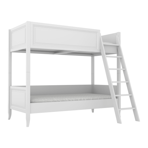 Łóżko piętrowe dekoracyjnie frezowane szare