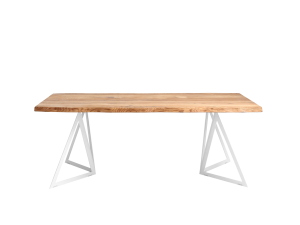 Stół jadalniany SHERWOOD SOLID WOOD 200 - dąb dziki gładki, biała podstawa