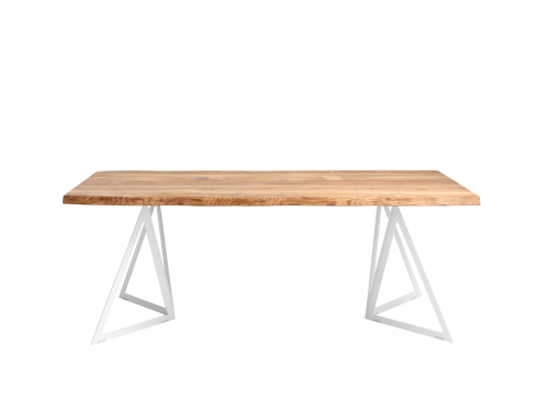 Stół jadalniany SHERWOOD SOLID WOOD 200 - dąb dziki gładki, biała podstawa