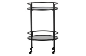 Stolik na kółkach Zora metal szkło czarny Woood