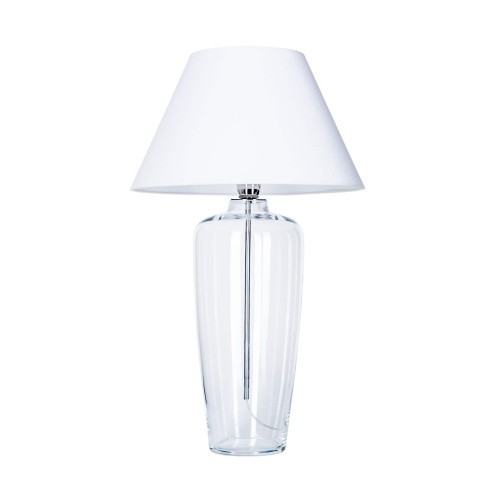 Szklana transparentna lampa stołowa Bilbao biały klosz