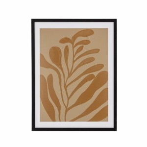 Grafika w ramie beżowa roślina abstrakcja