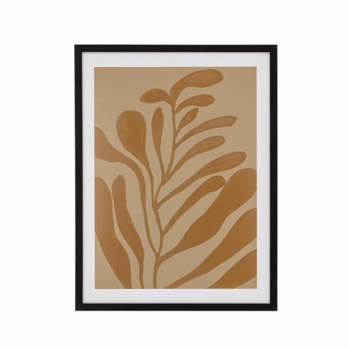Grafika w ramie beżowa roślina abstrakcja