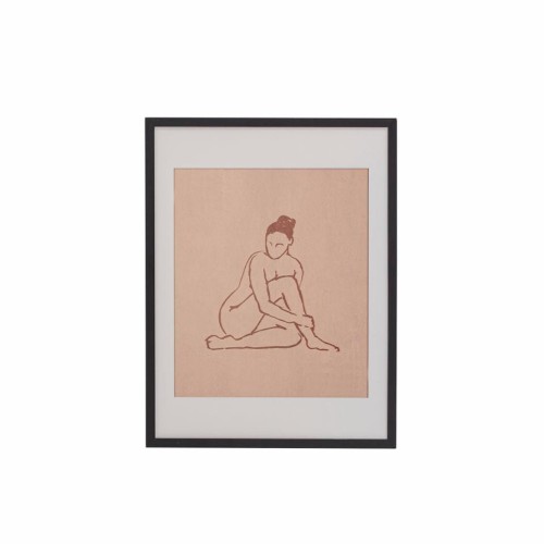 Grafika w ramie kobieta beżową kreską