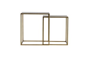 Zestaw 2 stolików kawowych Ziva antyczny mosiądz Woood