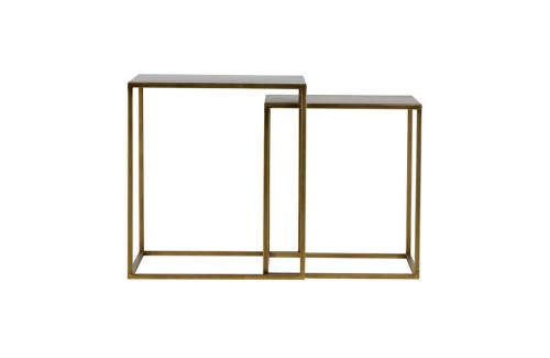 Zestaw 2 stolików kawowych Ziva antyczny mosiądz Woood