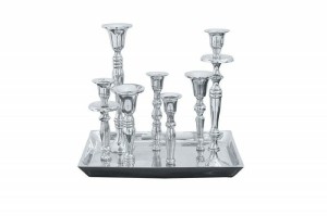 Srebrny świecznik 7 płomieniowy aluminium