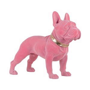 Figurka dekorcyjna Buldożek francuski różowy velvet