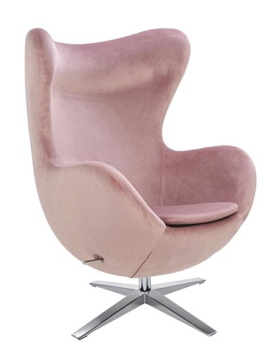Fotel Egg szeroki Velvet brudny róż