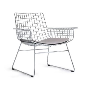 Krzesło WIRE Lounge chromowane z poduszką