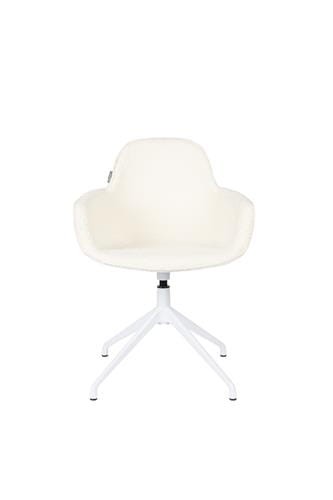 Nowoczesne krzesło obrotowe białe boucle z podłokietnikami Albert Kuip