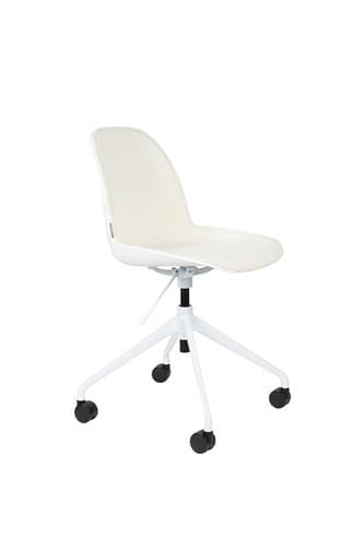 Nowoczesne krzesło obrotowe białe boucle na kółkach Albert Kuip