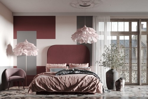 Łóżko tapicerowane z designerskim wezgłowiem Plum 5