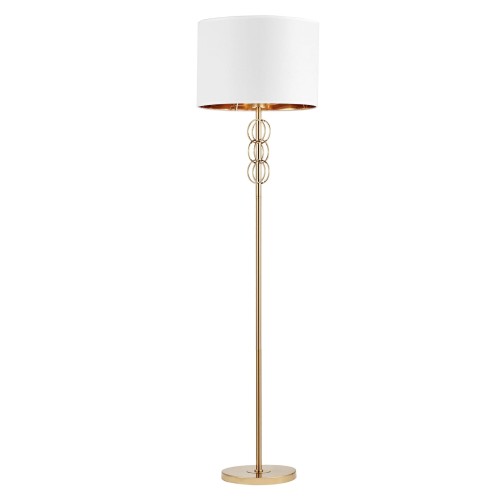 Elegancka lampa podłogowa biało-mosiężna Azzaria
