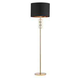 Elegancka lampa podłogowa czarno-mosiężna Azzaria
