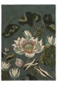 Zielono szary dywan w kwiaty WATERLILY MIDNIGHT POND 038608