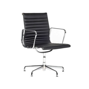 Czarny Fotel biurowy skóra naturalna 108