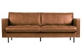 Koniakowa skórzana sofa Rodeo Classic 2,5 osobowa z pikowanym siedziskiem Be Pure