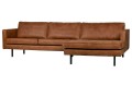 Skórzana koniakowa sofa narożna Rodeo Be Pure Prawa