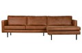 Skórzana koniakowa sofa narożna Rodeo Be Pure Prawa