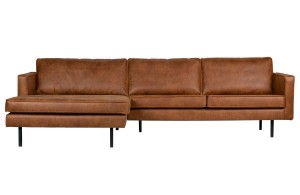 Skórzana koniakowa sofa narożna Rodeo Be Pure Lewa