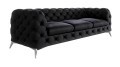 Obszerna pikowana sofa  3-osobowa Chesterfield Chloe Czarny