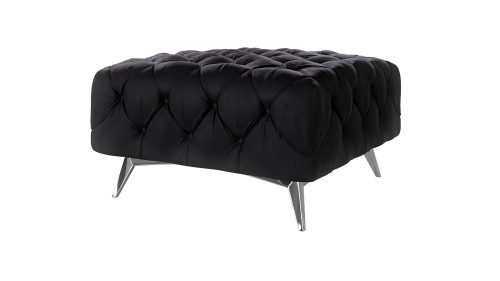 Pikowana komfortowa pufa Chesterfield Chloe Czarny