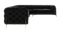 Duży pikowany narożnik Chesterfield Chloe Bis Czarny na złotych nóżkach 3x2