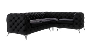 Pikowany narożnik Chesterfield Chloe czarny 2x1