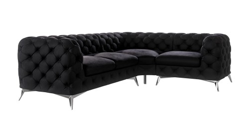 Pikowany narożnik Chesterfield Chloe czarny 2x1