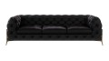 Pikowana sofa 3-osobowa Chesterfield Chloe Bis Czarna na złotych nóżkach
