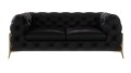 Pikowana sofa 2-osobowa Chesterfield Chloe Bis Czarna na złotych nóżkach