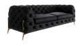 Obszerna pikowana sofa 2,5-osobowa Chesterfield Chloe Bis Czarna